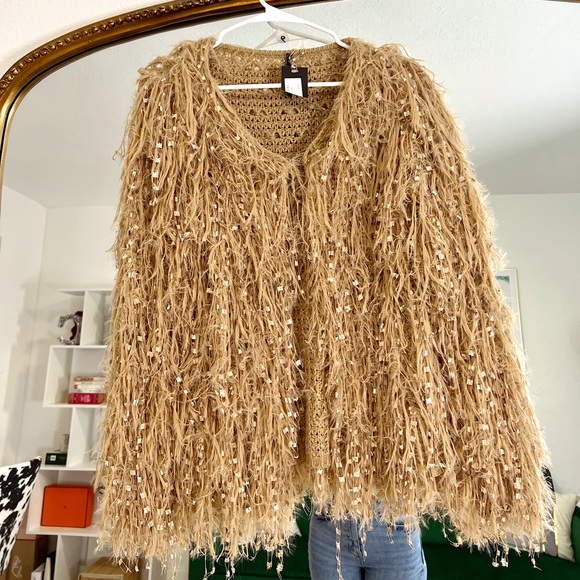 golden days paris Sweaters - Golden Days Paris Shaggy Beige Cardigan